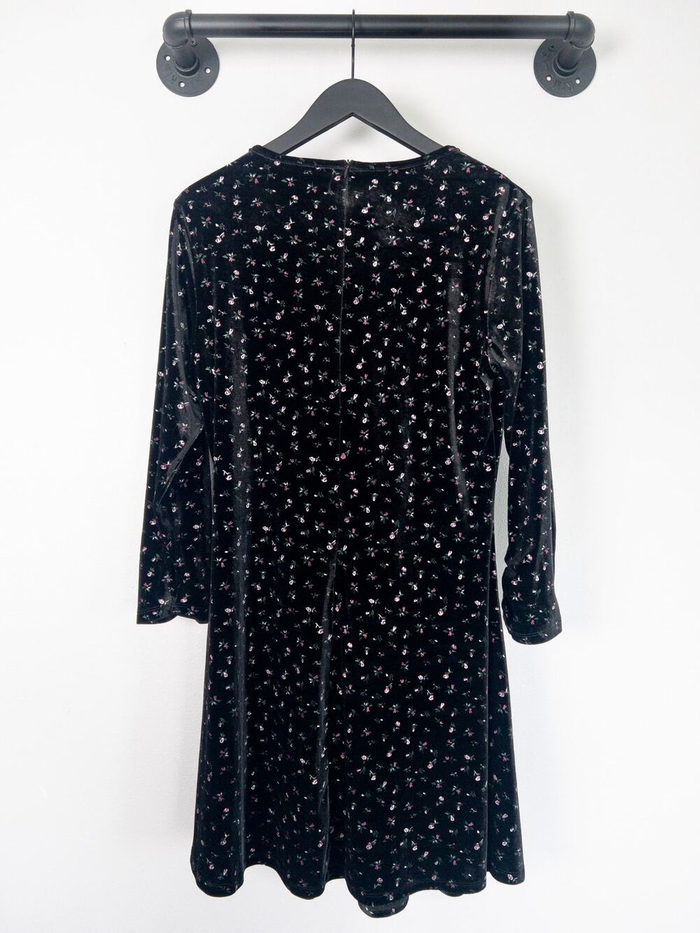 Disturbia Black Ditsy Floral Velvet Whimsigoth Dark Cottagecore Grunge Dress 10